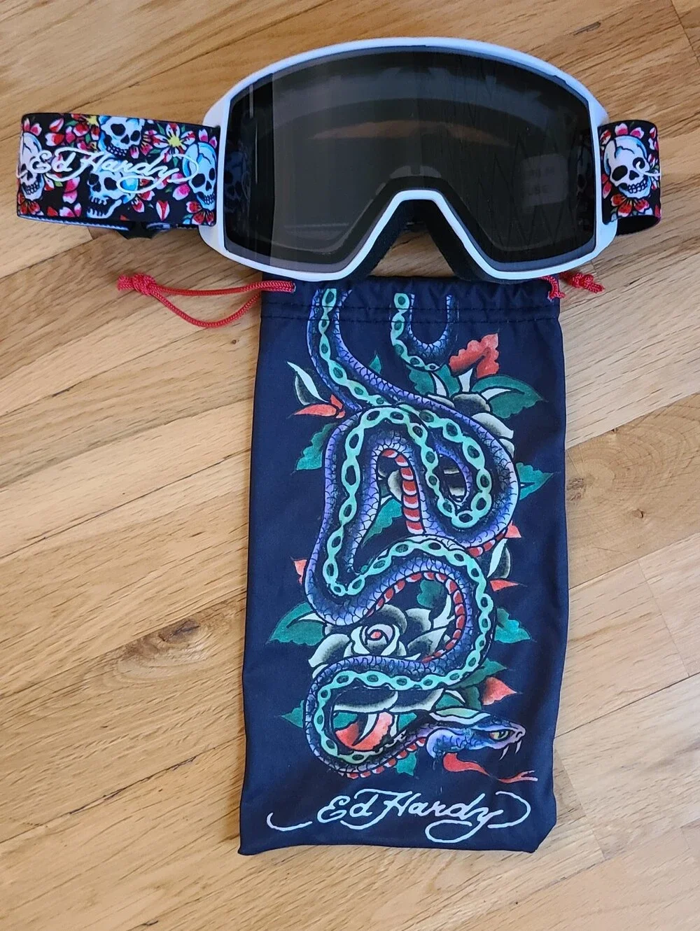 🆕️ Ed Hardy Ski Head Snowboard Ski Goggles - Black/White